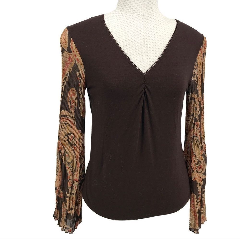 Trilogy brown boho long sleeve Top
